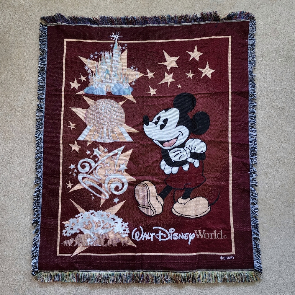 Disney World Mickey Mouse 4 Parks Tapestry Throw Blanket